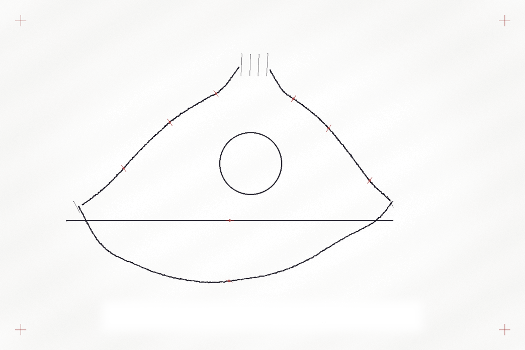 Cordelia's hand-traced overlay, translucent paper